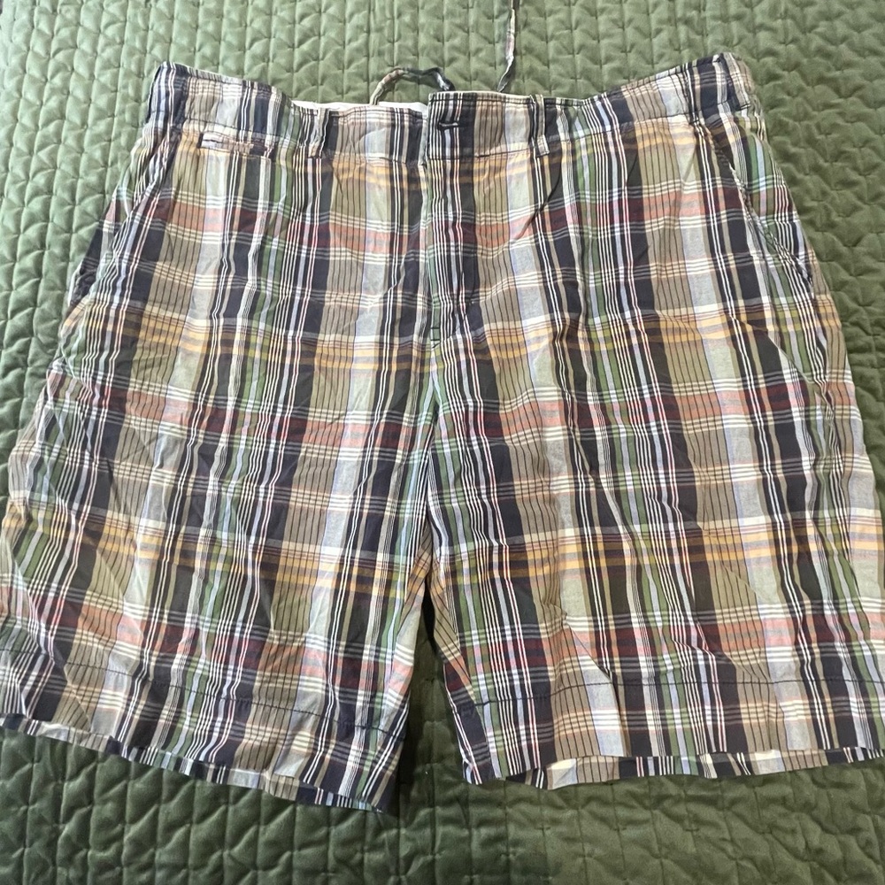 Polo by Ralph Lauren Mens Plaid Green Navy Madras Shorts Size 44B